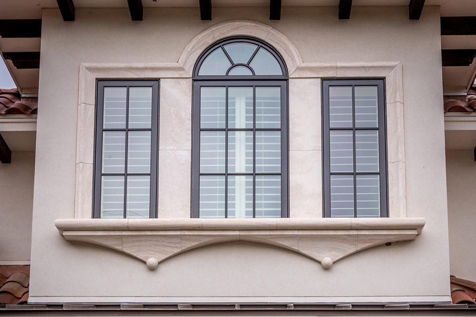 (ARCHITECTURAL)-WINDOW ARCH  RIVERA BEIGE HONED, COLUMN- RIVERA BEIGE HONED 14" DIA x 60" HT